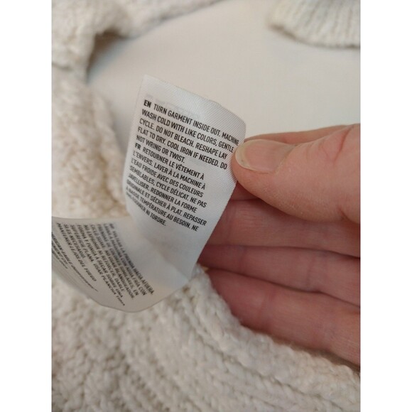 American Eagle Chunky Cable Knit Crop Sweater XL Cotton Blend Ivory Fisherman - Picture 7 of 10